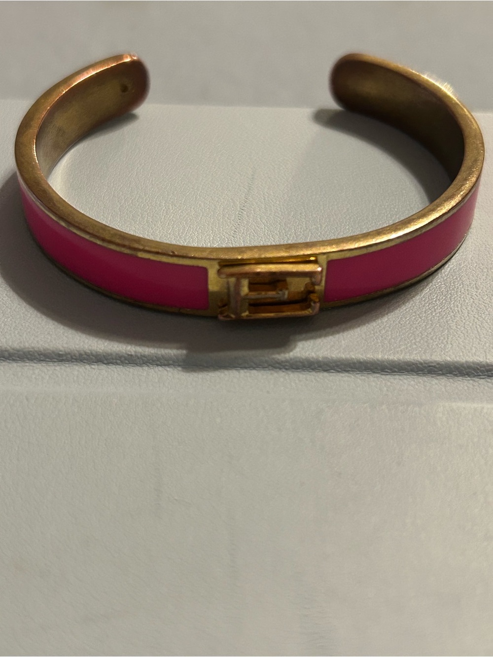 Gold-Tone Pink Enamel Cuff Bracelet